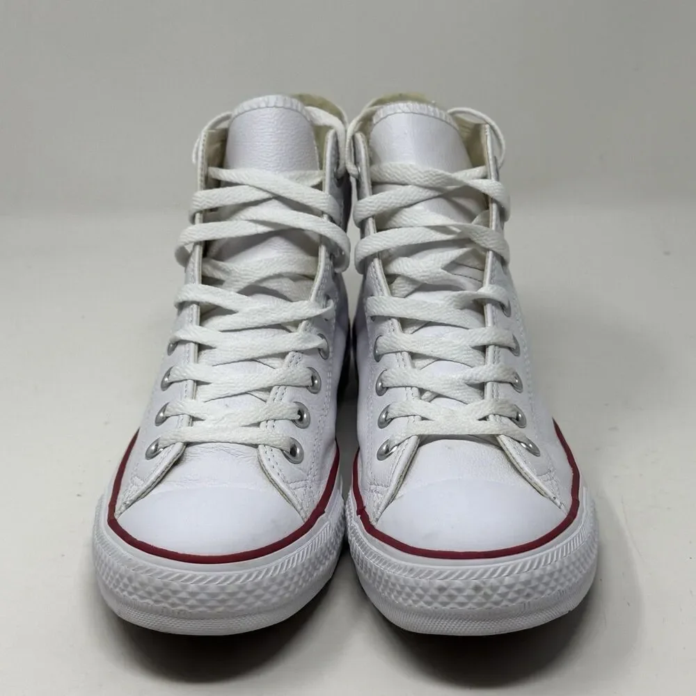 Converse All Star Chuck Taylor Mens 8.5 White Leather High Top Retro Shoes - Picture 7 of 14